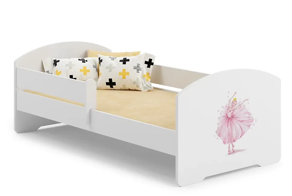 Lit d'enfant LUK avec balustrade 140x70 Princesse en couronne