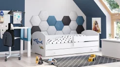 Lit d'enfant LUK avec tiroir et tringle 160x80 Shark