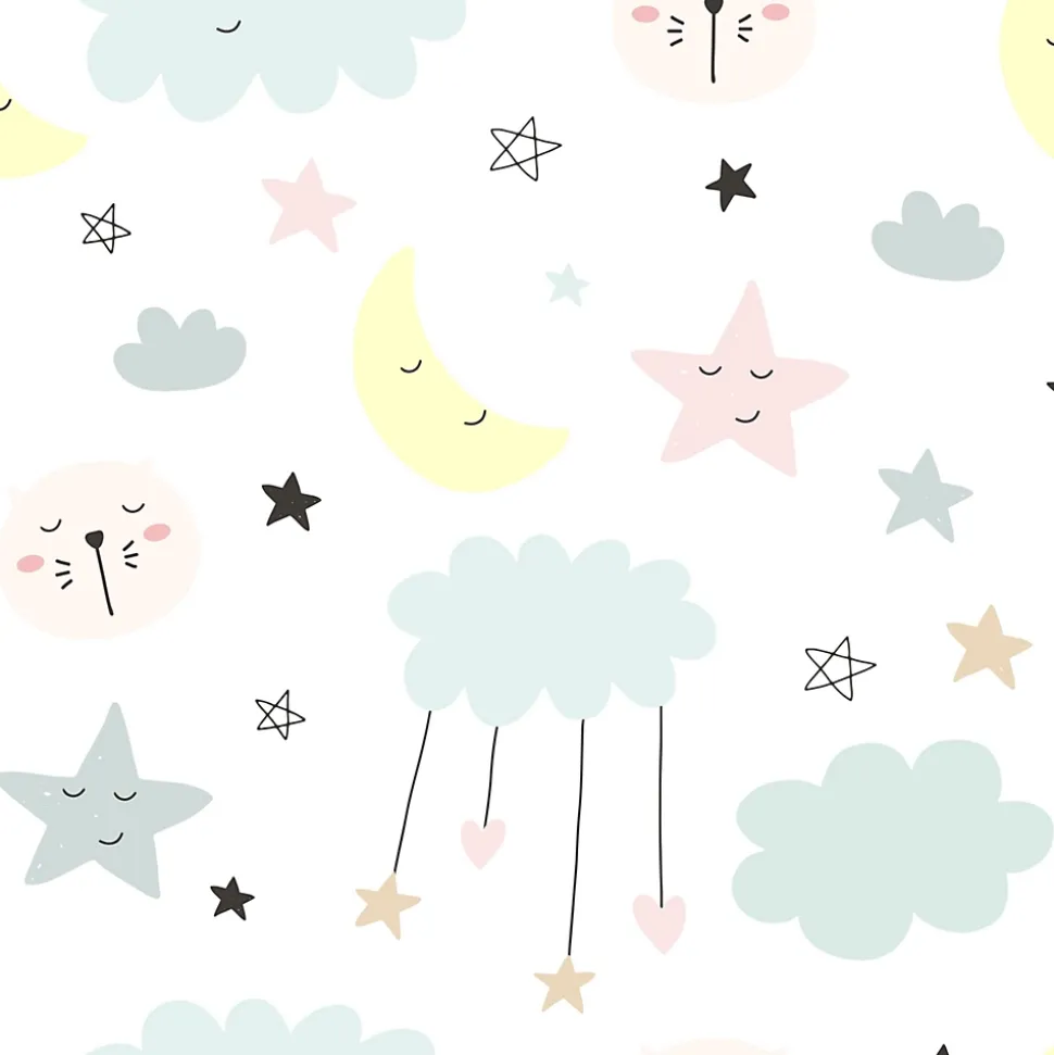 Lit d'enfant LUK avec tiroir et tringle 140x70 étoiles