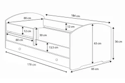 Lit d'enfant LUK avec tiroir et tringle 180x80