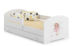 Lit d'enfant LUK avec tiroir et barreaux 160x80 Fille avec ailes