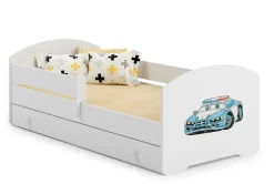 Lit d'enfant LUK avec tiroir et tringle 140x70 Police