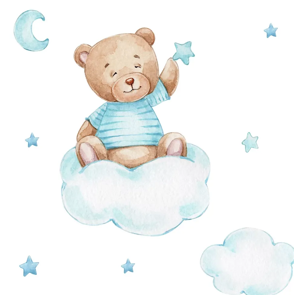 Lit d'enfant LUK avec tiroir et barreaux 160x80 Ourson bleu