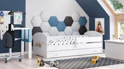 Lit d'enfant LUK avec tiroir et barreau 160x80 Yellow digger