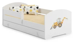 Lit d'enfant LUK avec tiroir et barreau 160x80 Yellow digger