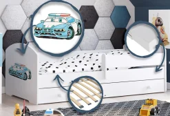 Lit d'enfant LUK avec tiroir et tringle 160x80 Police