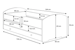 Lit d'enfant LUK avec tiroir et tringle 160x80 Police