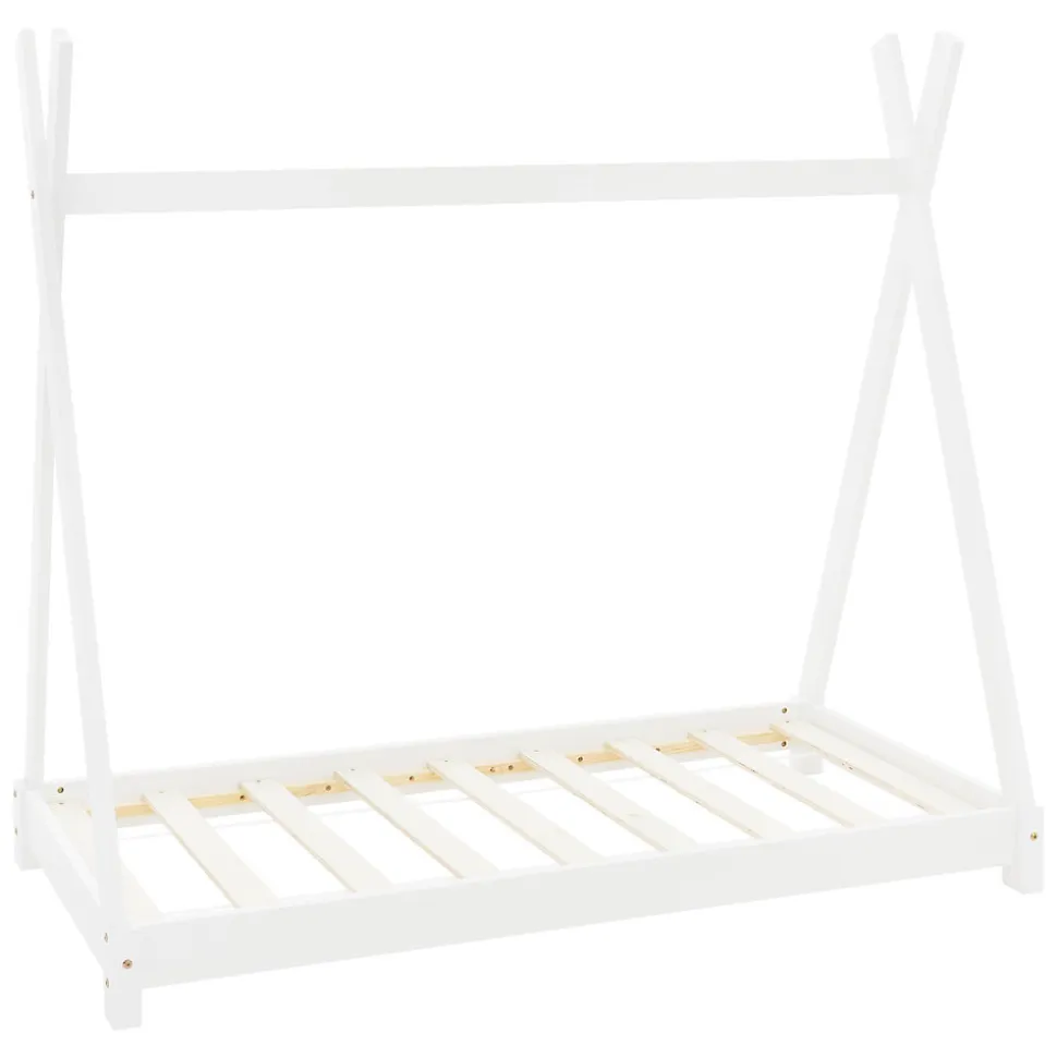 Lit d'enfant ML-Design Tipi 70x140 cm blanc simple en bois de pin sommier à lattes style indien