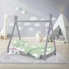 Lit d'enfant ML-Design Tipi 70x140 cm gris clair simple en bois de pin sommier à lattes style indien
