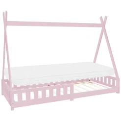 Lit d'enfant ML-Design Tipi 90x200 cm rose cadre en bois de pin style indien avec matelas H:10 cm