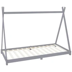 Lit d'enfant ML-Design Tipi 90x200 cm gris clair simple en bois de pin sommier à lattes style indien