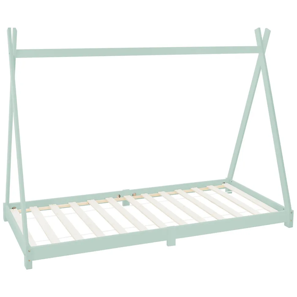 Lit d'enfant ML-Design Tipi 90x200cm menthe simple en bois de pin avec sommier à lattes style indien