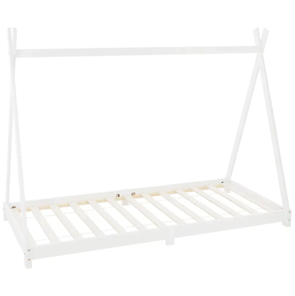 Lit d'enfant ML-Design Tipi 90x200 cm blanc simple en bois de pin avec sommier à lattes style indien
