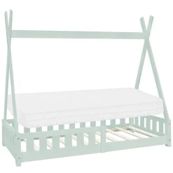 Lit d'enfant ML-Design Tipi 80x160cm menthe en bois de pin massif style indien avec sommier matelas