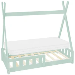 Lit d'enfant ML-Design Tipi 70x140 cm menthe en bois de pin massif avec sommier matelas style indien