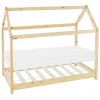 Lit d'enfant ML-Design 80x160 cm naturel en bois de pin massif style maison avec sommier et matelas