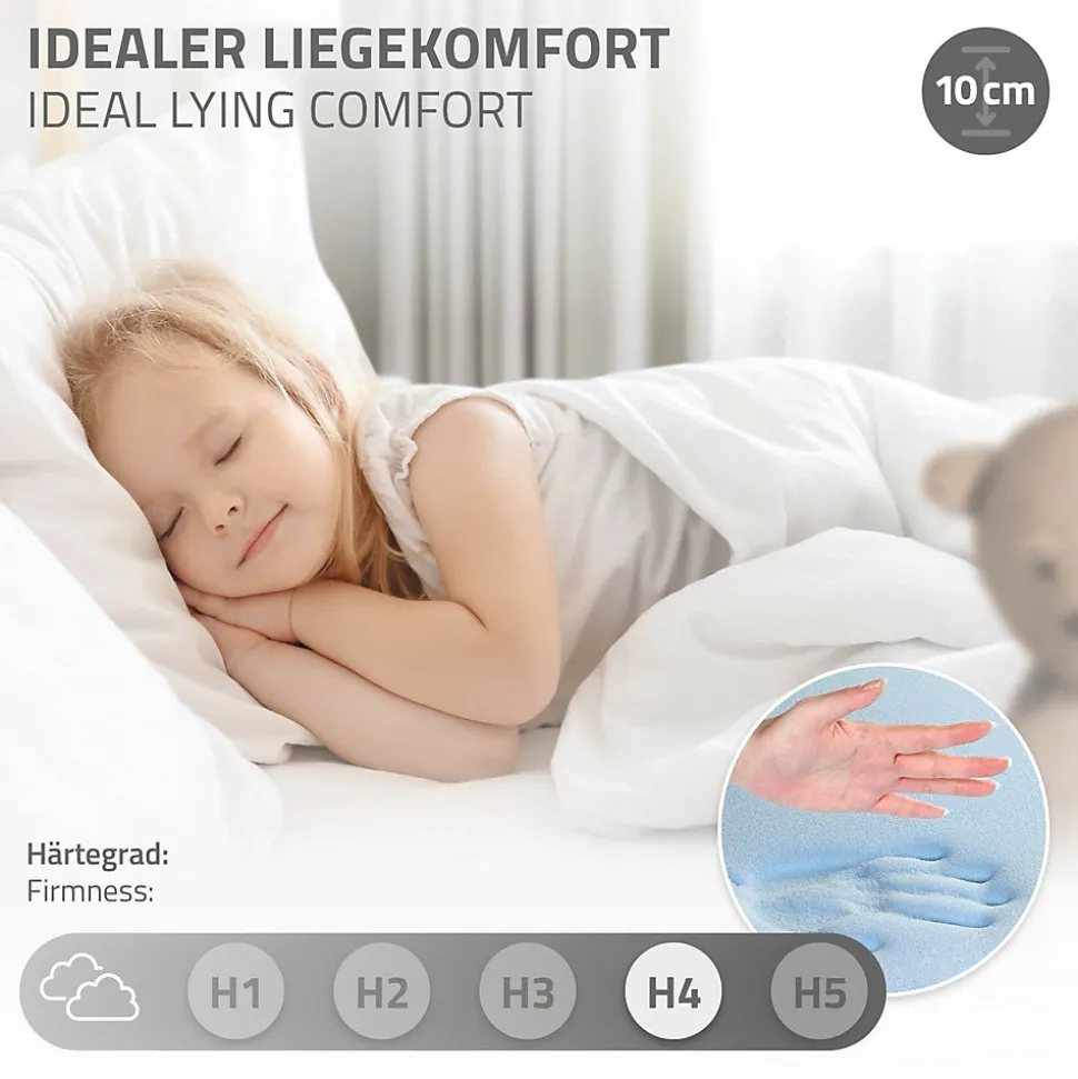 Lit d'enfant ML-Design 80x160 cm naturel en bois de pin massif style maison avec sommier et matelas