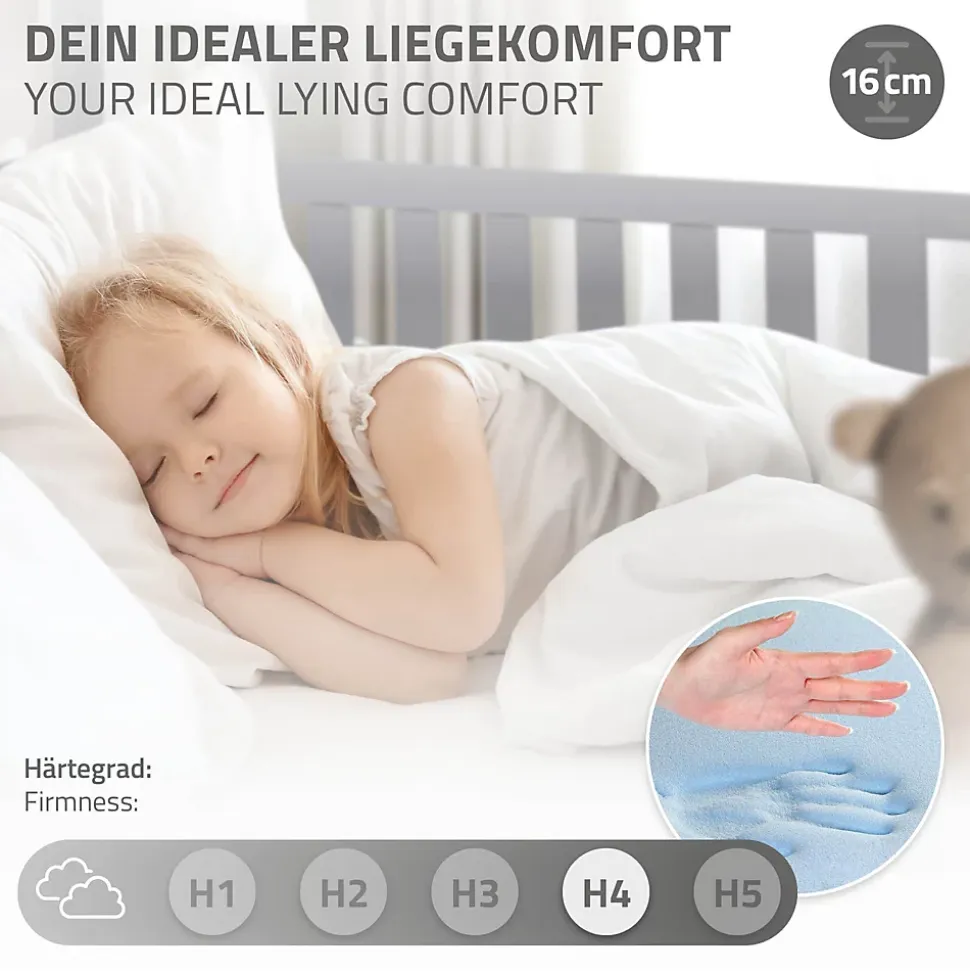 Lit d'enfant ML-Design 90x200 cm gris clair en bois de pin massif style maison avec matelas H:16 cm