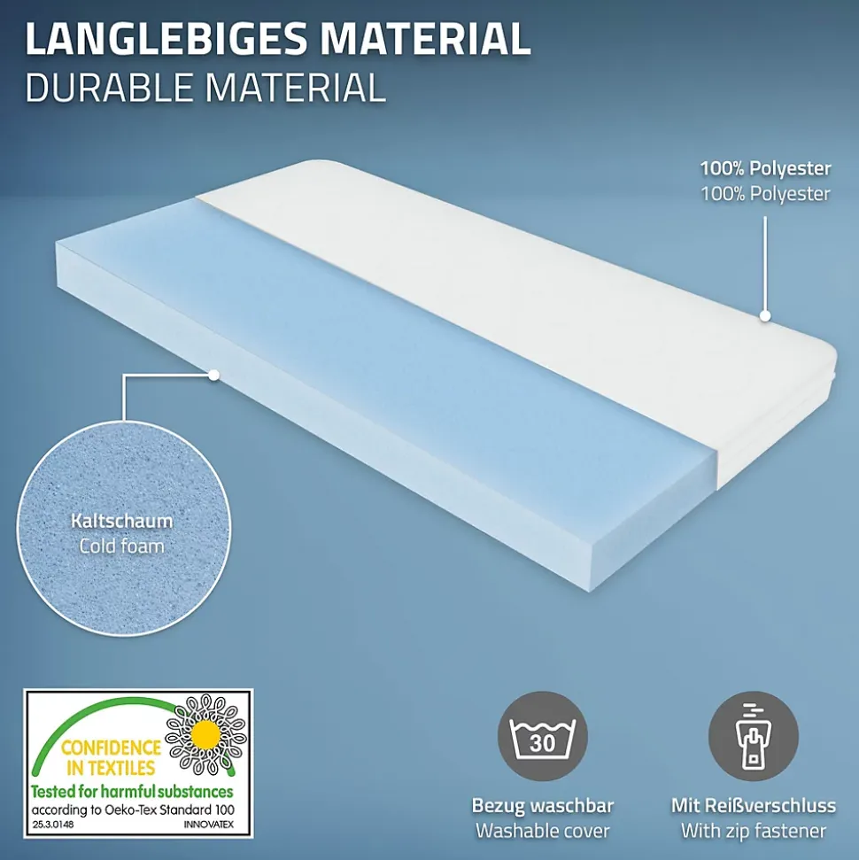 Lit d'enfant ML-Design 90x200 cm gris clair en bois de pin massif style maison avec matelas H:16 cm