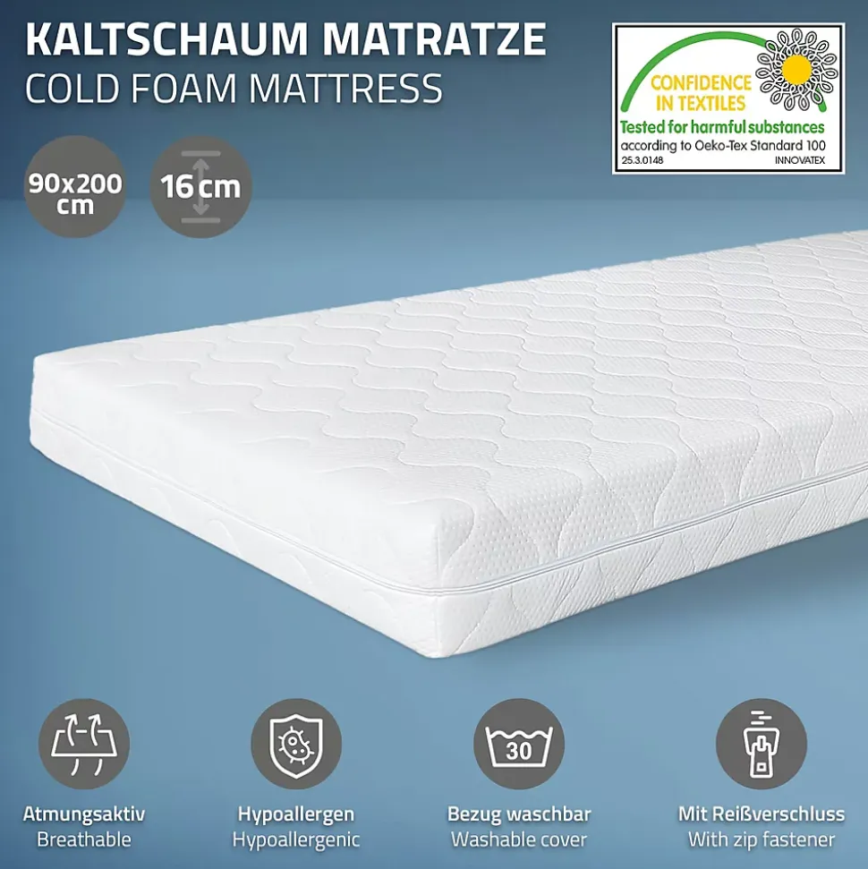 Lit d'enfant ML-Design 90x200 cm gris clair en bois de pin massif style maison avec matelas H:16 cm