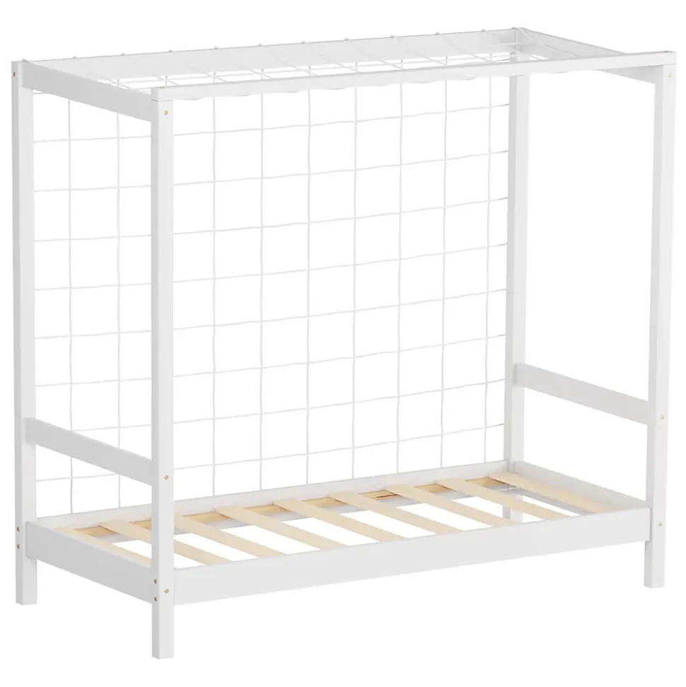 Lit d'enfant ML-Design 70x140 cm blanc en bois de pin avec but de football et sommier à lattes