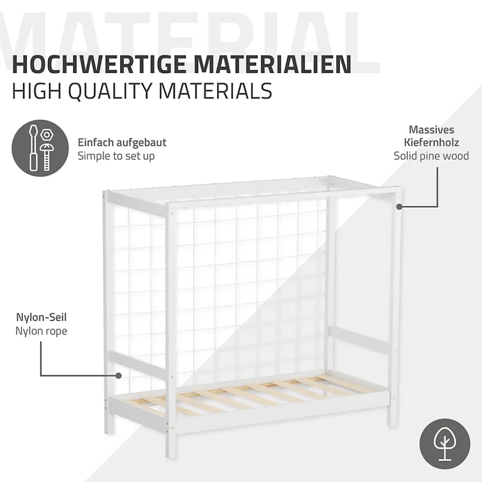 Lit d'enfant ML-Design 70x140 cm blanc en bois de pin avec but de football et sommier à lattes