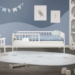 Lit d'enfant ML-Design 70x140 cm simple blanc en bois de pin avec sommier à lattes sans matelas