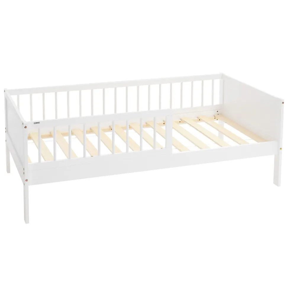 Lit d'enfant ML-Design 80x160 cm simple blanc en bois de pin avec sommier à lattes sans matelas