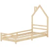 Lit d'enfant ML-Design 90x200 cm naturel forme maison bois de pin avec sommier à lattes sans matelas