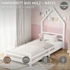 Lit d'enfant ML-Design 90x200cm blanc forme maison en bois de pin avec sommier à lattes sans matelas