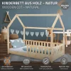 Lit d'enfant ML-Design 160x80cm naturel en bois de pin avec toit et sommier protection contre chutes