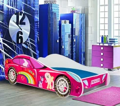 Lit d'enfant Pink Car 140x70 avec matelas