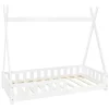 Lit d'enfants ML-Design Tipi 80x160 cm blanc maison en bois de pin avec sommier clôture de jeu