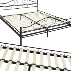 Lit design moderne avec sommier de Style romantique 180 x 200 cm noir