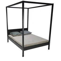 Lit double à baldaquin ROMANCE 140x190 / Noir