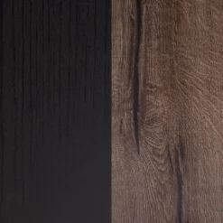 Lit double 160 x 200 décor chêne foncé et noir avec LED - RIVIERA