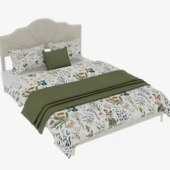 Lit Double Ado 140x200 cm - Lit Capitonné Bas Moderne et Confortable, Sans Vérin, Sans Matelas, Tissu Beige