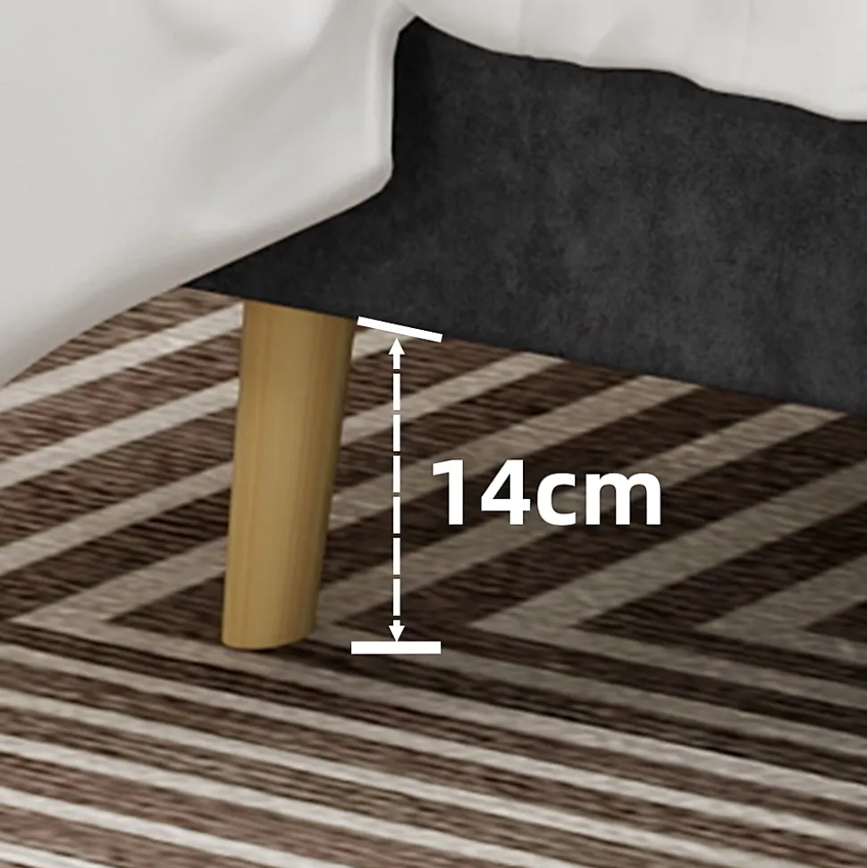 Lit Double Ado 140x200 cm - Lit Bas Capitonné, Sans Vérin et Sans Matelas, Moderne et Confortable, Tissu Gris