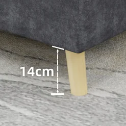 Lit Double Ado 140x200 cm - Lit Capitonné Bas Moderne et Confortable, Sans Vérin, Sans Matelas, Tissu Gris