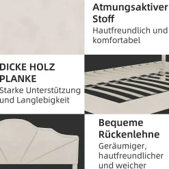 Lit Double Adulte 160x200 cm - Lit Bas Capitonné Moderne et Confortable, Sans Vérin, Sans Matelas, Tissu Beige