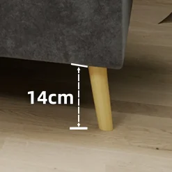 Lit Double Adulte/Ado 140x200 cm, avec Cadre Bas Moderne et Stable, Design Minimaliste en Velours Hollandais Gris, Sans Matelas