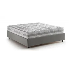 Lit double Alaksir, Lit coffre en tissu, Ouverture frontale, avec matelas 140x200 cm inclus, 100% Made in Italy, Gris