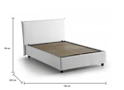 Lit double Angelic, Lit coffre en tissu, Ouverture frontale, adapté pour matelas 140x190 cm, 100% Made in Italy, Blanc
