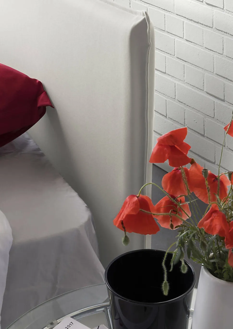 Lit double Angelic, Lit coffre en tissu, Ouverture frontale, adapté pour matelas 140x190 cm, 100% Made in Italy, Blanc