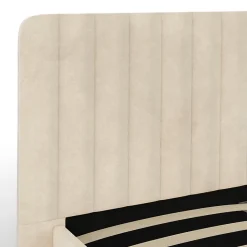 Lit double ANNIE avec tête de lit et sommier 140 x 190 cm velours beige