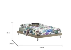 Lit double Arbatrax, Lit fixe en tissu avec pieds, 100% Made in Italy, adapté pour matelas 160x190 cm, Beige