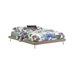 Lit double Arbatrax, Lit fixe en tissu avec pieds, 100% Made in Italy, adapté pour matelas 160x190 cm, Beige