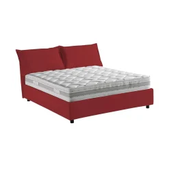 Lit double Arden, Lit coffre en tissu, Ouverture frontale, avec matelas 140x190 cm inclus, 100% Made in Italy, Rouge