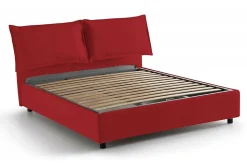 Lit double Arden, Lit coffre en tissu, Ouverture frontale, avec matelas 140x190 cm inclus, 100% Made in Italy, Rouge