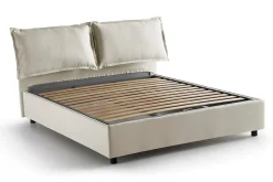 Lit double Askari, Lit coffre en tissu, Ouverture frontale, Convient pour matelas 140x190 cm, 100% Made in Italy, Beige
